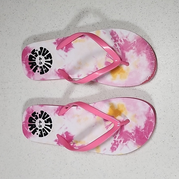 Justice Surf Sandals Flip Flops Size 4/5 - Picture 4 of 5